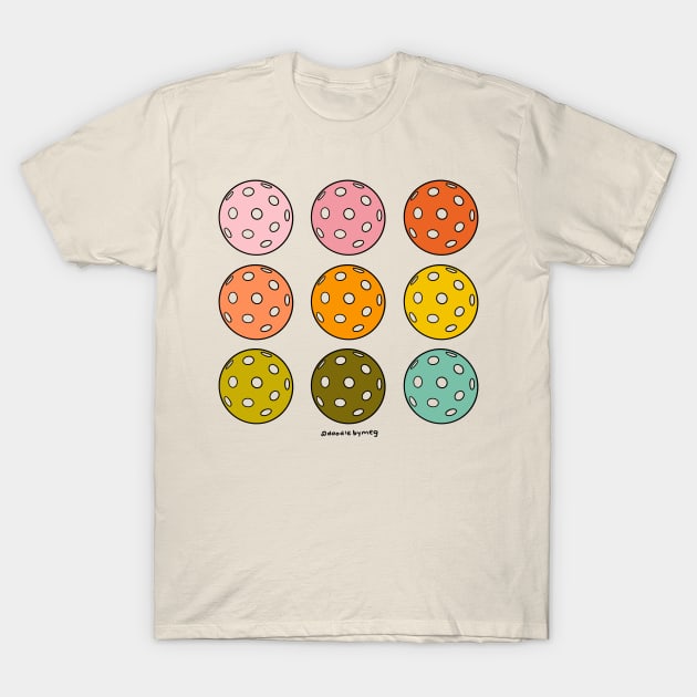 Rainbow Pickleballs T-Shirt by Doodle by Meg